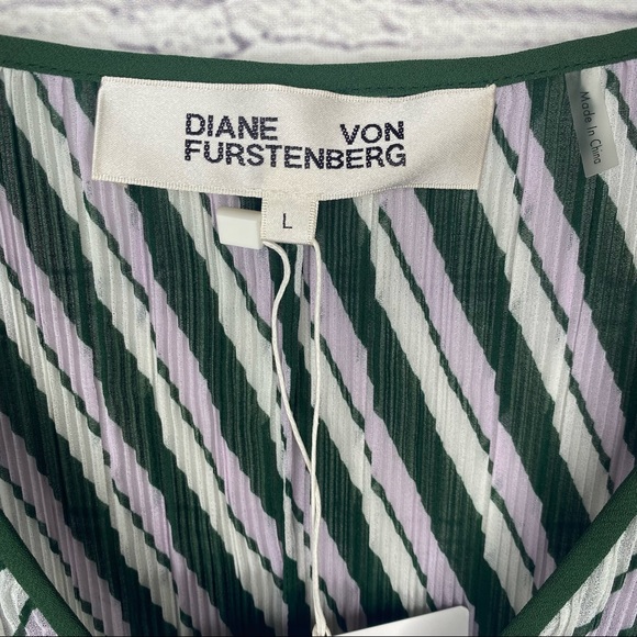 Diane von Furstenberg Jolene Pleated Striped Chiffon Top - Picture 9 of 11